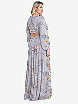 Alt View 2 Thumbnail - Butterfly Botanica Silver Dove Bishop Sleeve Ruffled Chiffon Cutout Maxi Dress - Harlow