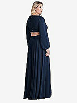 Alt View 2 Thumbnail - Midnight Navy Bishop Sleeve Ruffled Chiffon Cutout Maxi Dress - Harlow