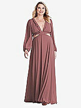 Alt View 1 Thumbnail - Rosewood Bishop Sleeve Ruffled Chiffon Cutout Maxi Dress - Harlow