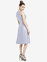 Rear View Thumbnail - Silver Dove Sleeveless V-Neck Satin Midi Dress with Pockets