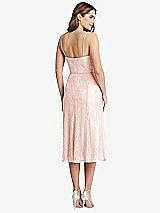 Rear View Thumbnail - Blush Lace Bustier Midi Dress with Spaghetti Straps