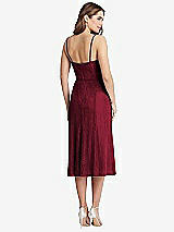 Rear View Thumbnail - Burgundy Lace Bustier Midi Dress with Spaghetti Straps