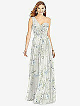 Front View Thumbnail - Bleu Garden One-Shoulder Draped Chiffon Maxi Dress - Dani