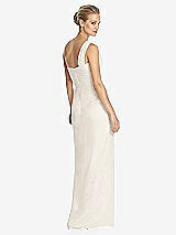 Rear View Thumbnail - Ivory One-Shoulder Draped Maxi Dress with Front Slit - Aeryn