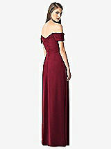 Rear View Thumbnail - Burgundy Off-the-Shoulder Ruched Chiffon Maxi Dress - Alessia