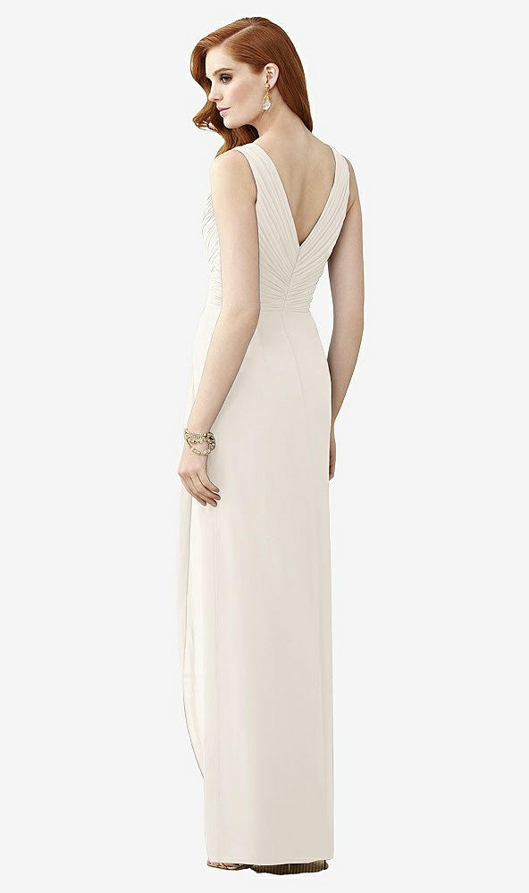 Back View - Ivory Sleeveless Draped Faux Wrap Maxi Dress - Dahlia