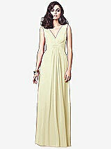 Front View Thumbnail - Butter Yellow Draped V-Neck Shirred Chiffon Maxi Dress