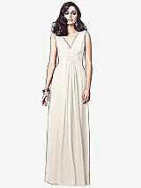 Front View Thumbnail - Ivory Draped V-Neck Shirred Chiffon Maxi Dress