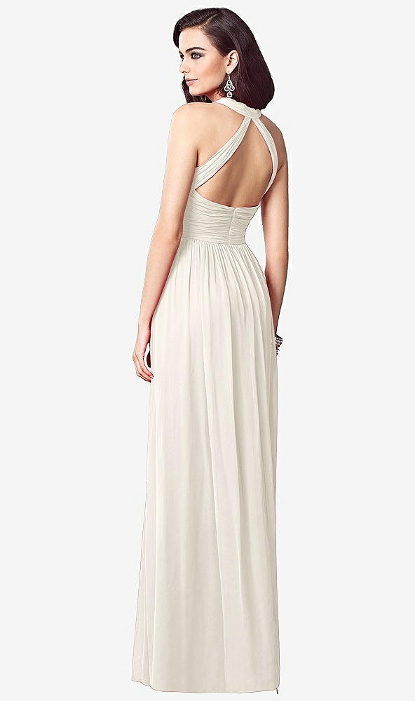 Back View - Ivory Ruched Halter Open-Back Maxi Dress - Jada