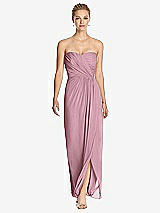 Front View Thumbnail - Dusty Pink Strapless Draped Chiffon Maxi Dress - Lila