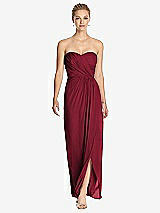 Front View Thumbnail - Burgundy Strapless Draped Chiffon Maxi Dress - Lila