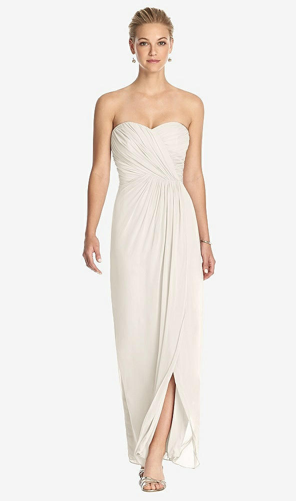 Front View - Ivory Strapless Draped Chiffon Maxi Dress - Lila