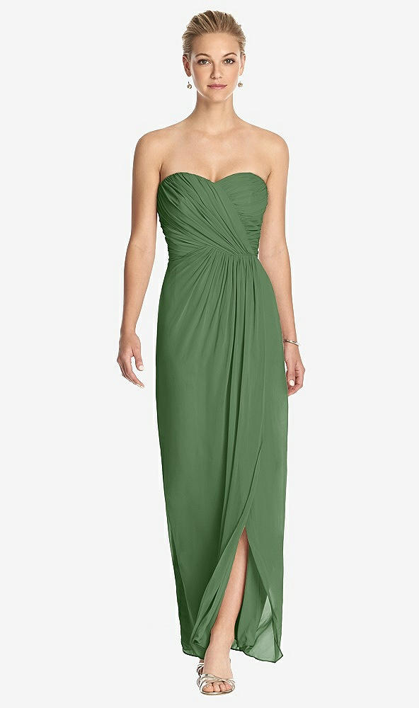 Front View - Vineyard Green Strapless Draped Chiffon Maxi Dress - Lila