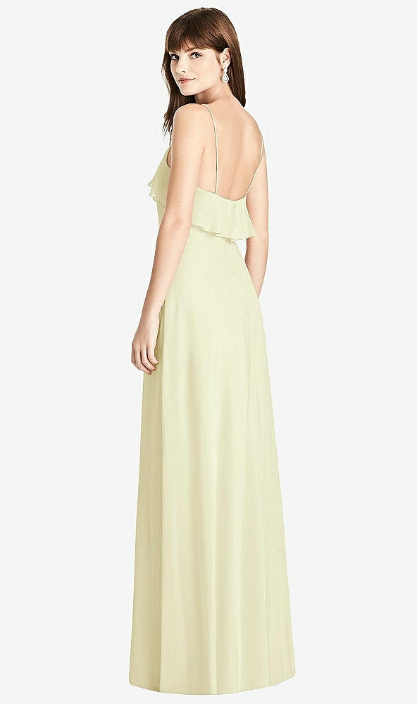 Back View - Butter Yellow Ruffle-Trimmed Backless Maxi Dress