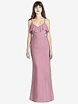 Front View Thumbnail - Dusty Pink Ruffle-Trimmed Backless Maxi Dress