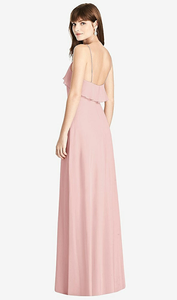 Back View - Rose Ruffle-Trimmed Backless Maxi Dress