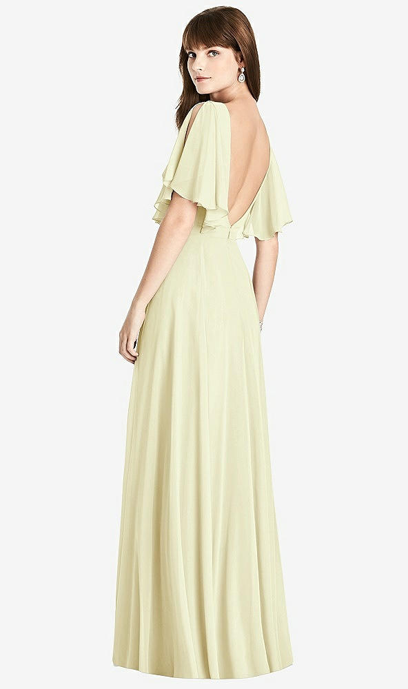 Front View - Butter Yellow Split Sleeve Backless Maxi Dress - Lila