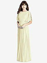 Rear View Thumbnail - Butter Yellow Split Sleeve Backless Maxi Dress - Lila
