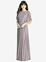 Rear View Thumbnail - Cashmere Gray Split Sleeve Backless Maxi Dress - Lila