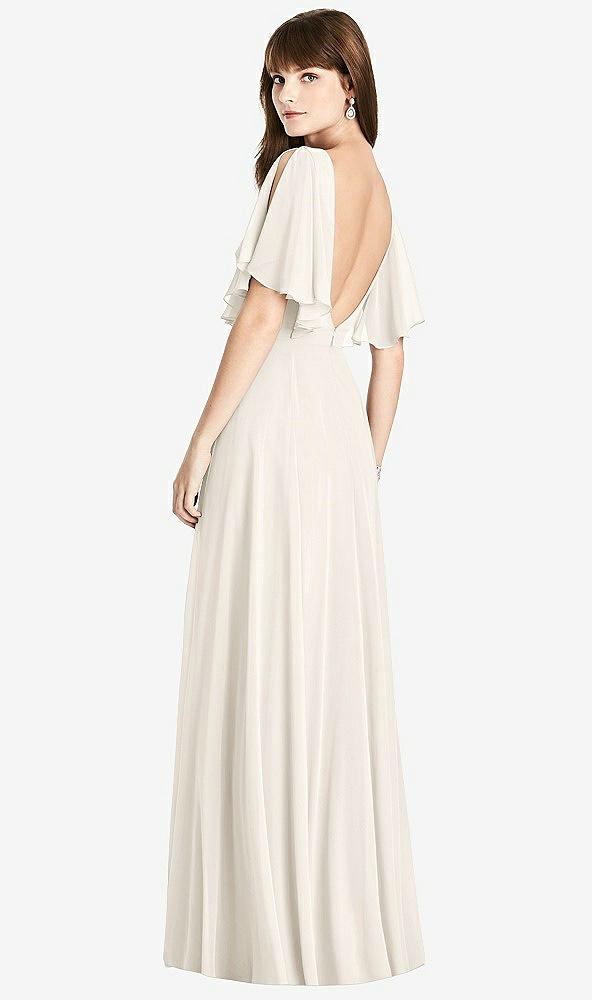 Front View - Ivory Split Sleeve Backless Maxi Dress - Lila