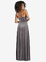 Rear View Thumbnail - Caviar Gray Bustier Velvet Maxi Dress with Pockets