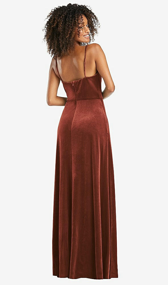 Back View - Auburn Moon Bustier Velvet Maxi Dress with Pockets