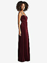 Side View Thumbnail - Cabernet Bustier Velvet Maxi Dress with Pockets