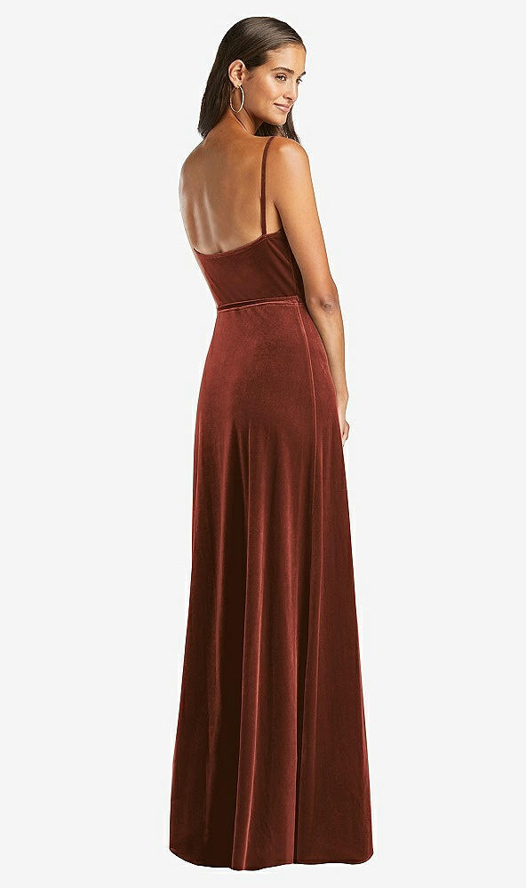 Back View - Auburn Moon Velvet Wrap Maxi Dress with Pockets