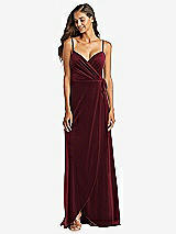 Front View Thumbnail - Cabernet Velvet Wrap Maxi Dress with Pockets