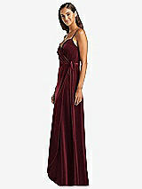 Side View Thumbnail - Cabernet Velvet Wrap Maxi Dress with Pockets