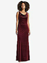 Front View Thumbnail - Cabernet Cowl-Neck Velvet Maxi Tank Dress - Priya
