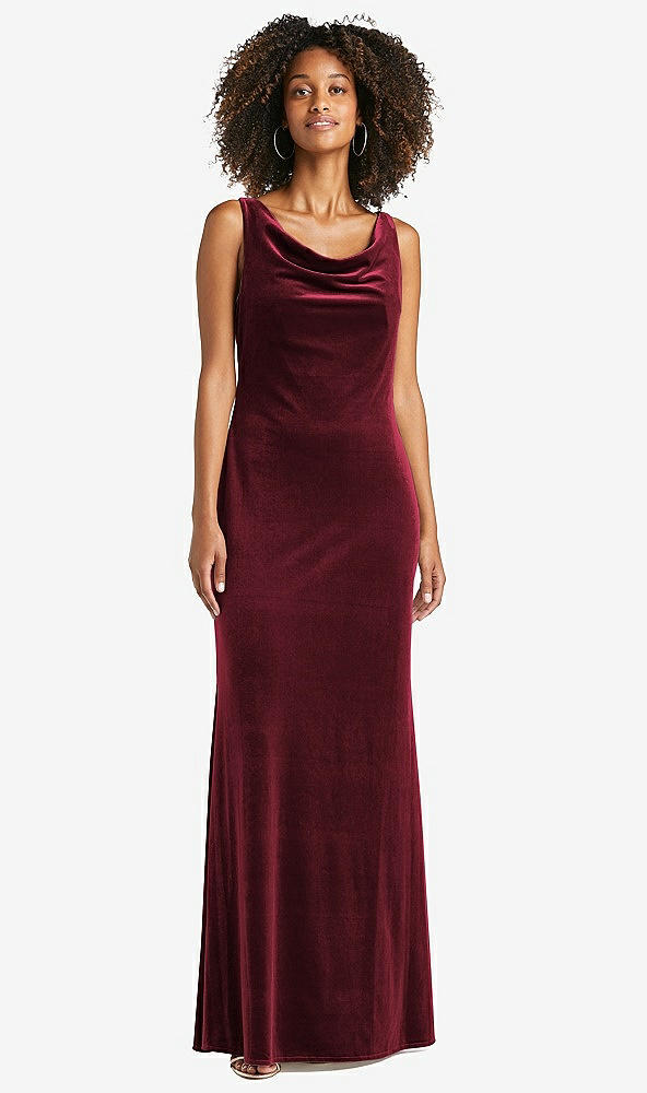 Front View - Cabernet Cowl-Neck Velvet Maxi Tank Dress - Priya