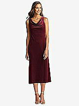 Front View Thumbnail - Cabernet Cowl-Neck Velvet Midi Tank Dress - Rowan