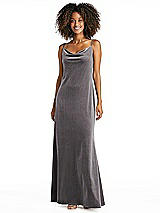 Alt View 1 Thumbnail - Caviar Gray Cowl-Neck Convertible Velvet Maxi Slip Dress - Sloan