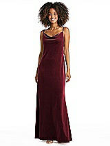 Alt View 1 Thumbnail - Cabernet Cowl-Neck Convertible Velvet Maxi Slip Dress - Sloan