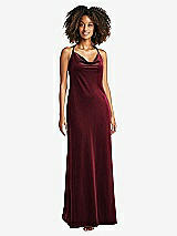 Front View Thumbnail - Cabernet Cowl-Neck Convertible Velvet Maxi Slip Dress - Sloan