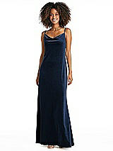 Alt View 1 Thumbnail - Midnight Navy Cowl-Neck Convertible Velvet Maxi Slip Dress - Sloan
