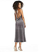 Alt View 2 Thumbnail - Caviar Gray Cowl-Neck Convertible Velvet Midi Slip Dress - Isa