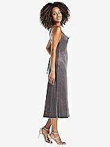 Side View Thumbnail - Caviar Gray Cowl-Neck Convertible Velvet Midi Slip Dress - Isa