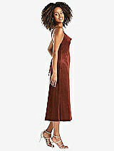 Side View Thumbnail - Auburn Moon Cowl-Neck Convertible Velvet Midi Slip Dress - Isa