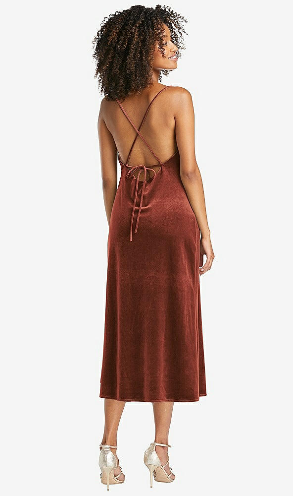 Back View - Auburn Moon Cowl-Neck Convertible Velvet Midi Slip Dress - Isa