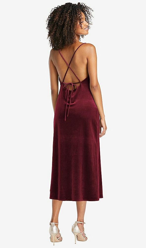 Back View - Cabernet Cowl-Neck Convertible Velvet Midi Slip Dress - Isa