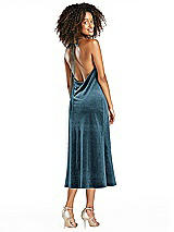 Alt View 2 Thumbnail - Dutch Blue Cowl-Neck Convertible Velvet Midi Slip Dress - Isa