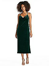 Alt View 1 Thumbnail - Evergreen Cowl-Neck Convertible Velvet Midi Slip Dress - Isa