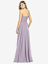 Rear View Thumbnail - Lilac Haze One-Shoulder Draped Chiffon Maxi Dress - Dani