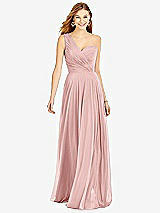 Front View Thumbnail - Rose One-Shoulder Draped Chiffon Maxi Dress - Dani