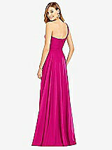 Rear View Thumbnail - Think Pink One-Shoulder Draped Chiffon Maxi Dress - Dani
