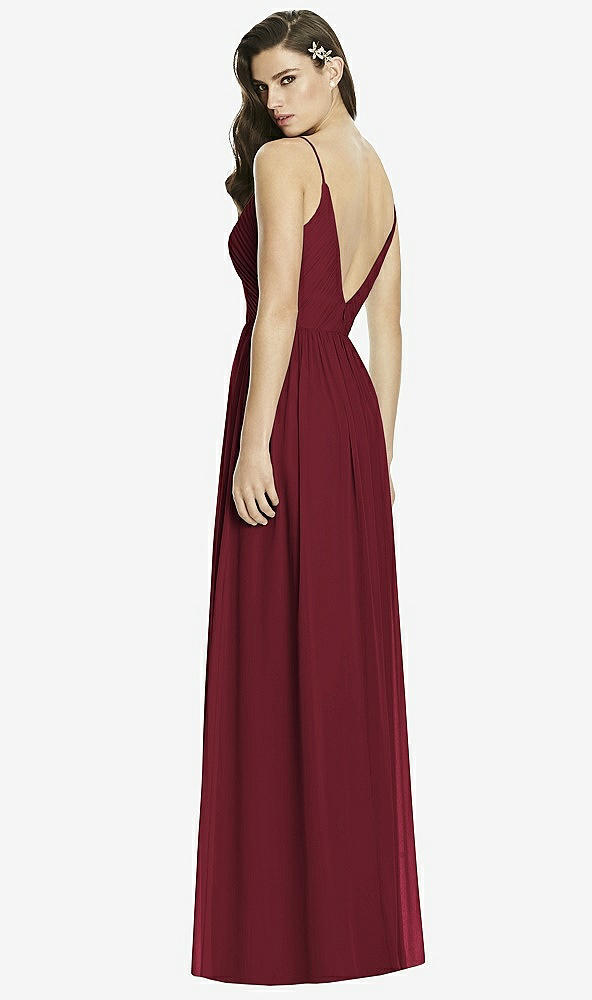 Back View - Cabernet Deep V-Back Shirred Maxi Dress - Ensley