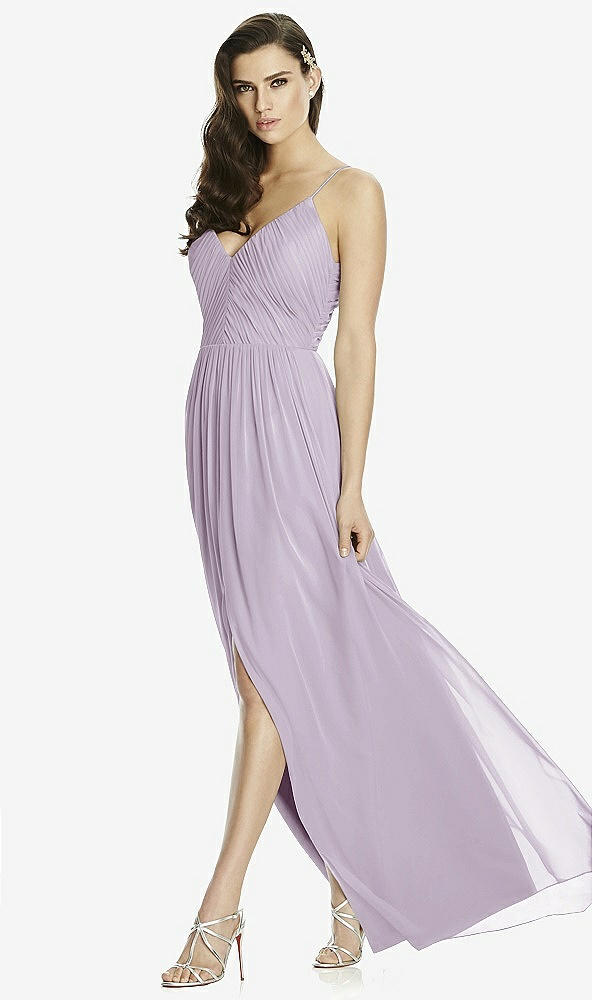 Front View - Lilac Haze Deep V-Back Shirred Maxi Dress - Ensley