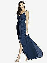 Front View Thumbnail - Midnight Navy Deep V-Back Shirred Maxi Dress - Ensley